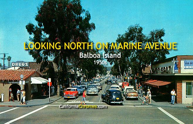 Looking North on Marine Avenue Balboa Island, c.1955