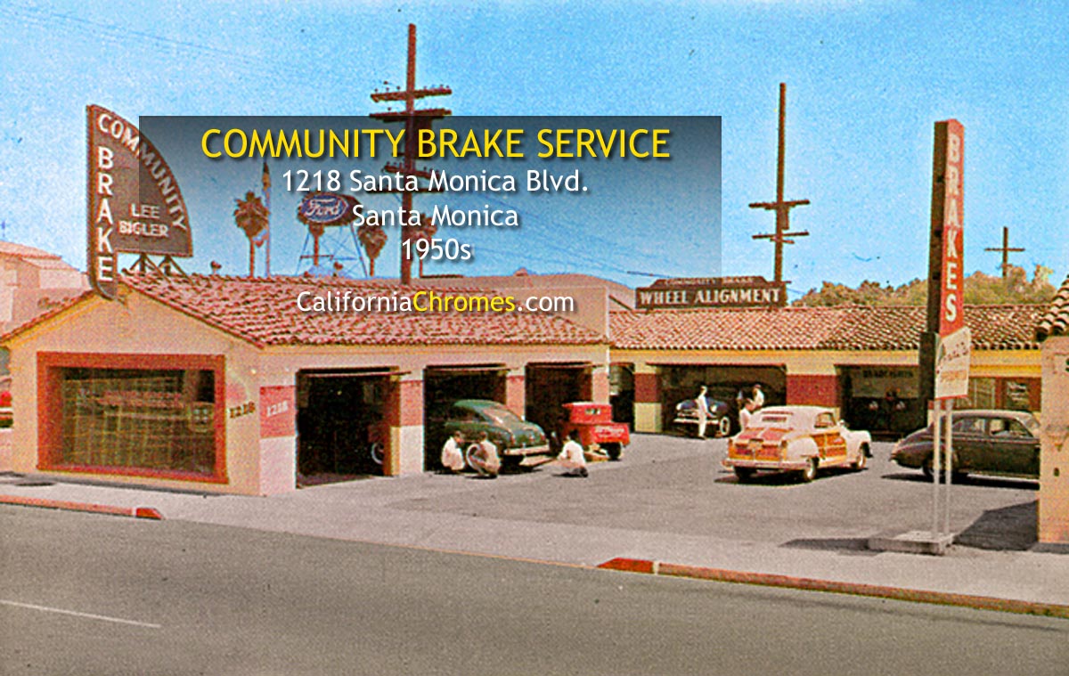 COMMUNITY BRAKE SERVICE, Santa Monica Beach, CA 1950s