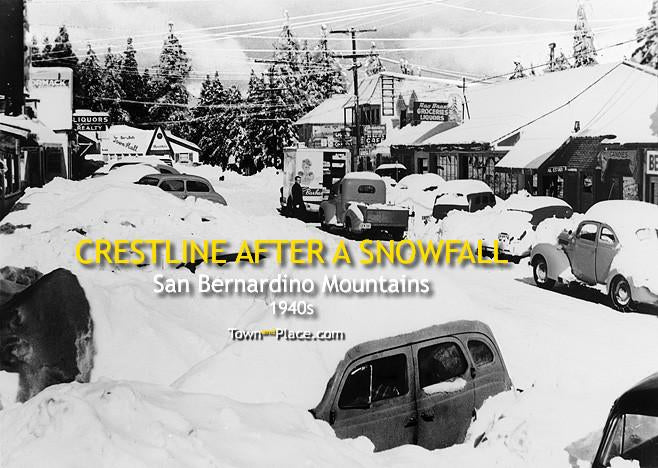 Crestline After a Snowfall, San Bernardino Mtns, 1940s