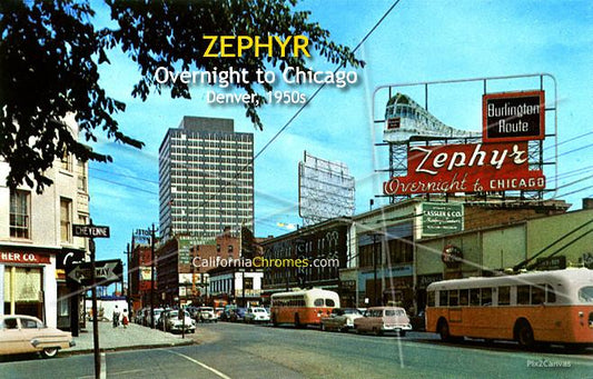 ZEPHYR, OVERNIGHT TO CHICAGO, Denver, 1950s