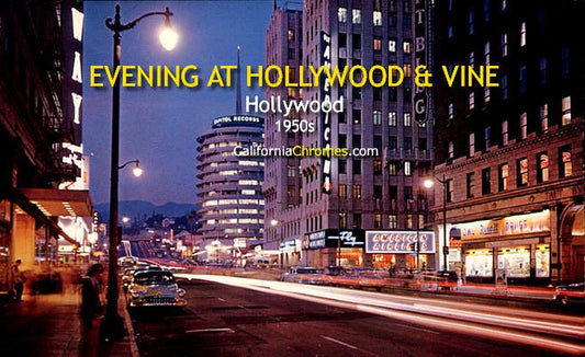 EVENING AT HOLLYWOD AND VINE - Hollywood, CA c.1950