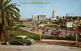 Civic Center from Hollywood Freeway Los Angeles, c.1955
