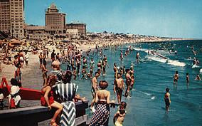 Surfing and Sunning at Long Beach c.1958