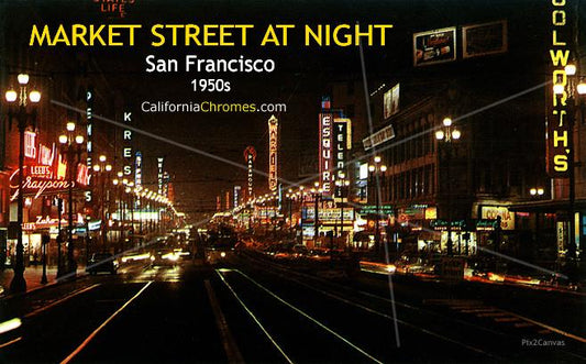 Market Street at Night, San Francisco, 1950s