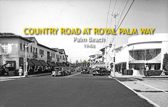 Country Road at Royal Palm Way, Palm Beach, 1940s