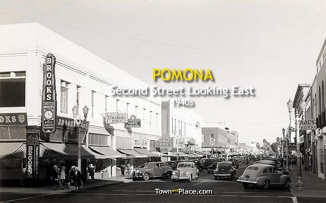 Pomona, 2nd Street Looking East, 1940s