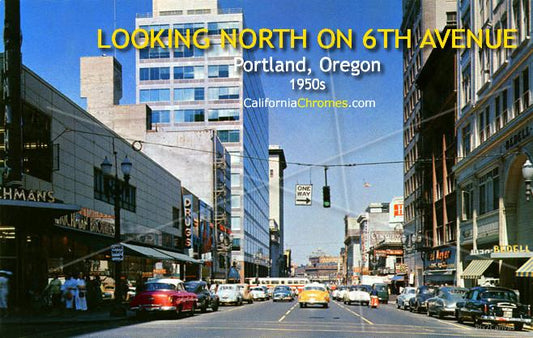 Looking North on 6th Avenue, Portland, Oregon 1950s