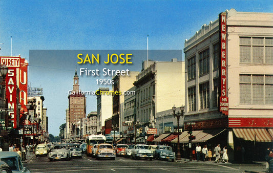 FIRST STREET - SAN JOSE, California 1950s