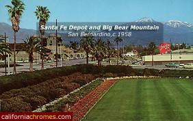 Santa Fe Depot and Big Bear Mountain San Bernardino, c.1958