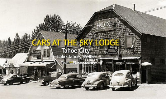 Cars at the Sky Lodge, Tahoe City, Lake Tahoe c.1940s