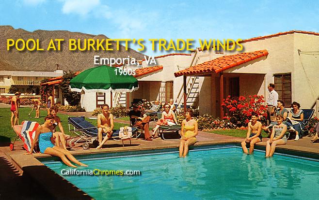 Pool at Burkett's Trade Winds c.1960